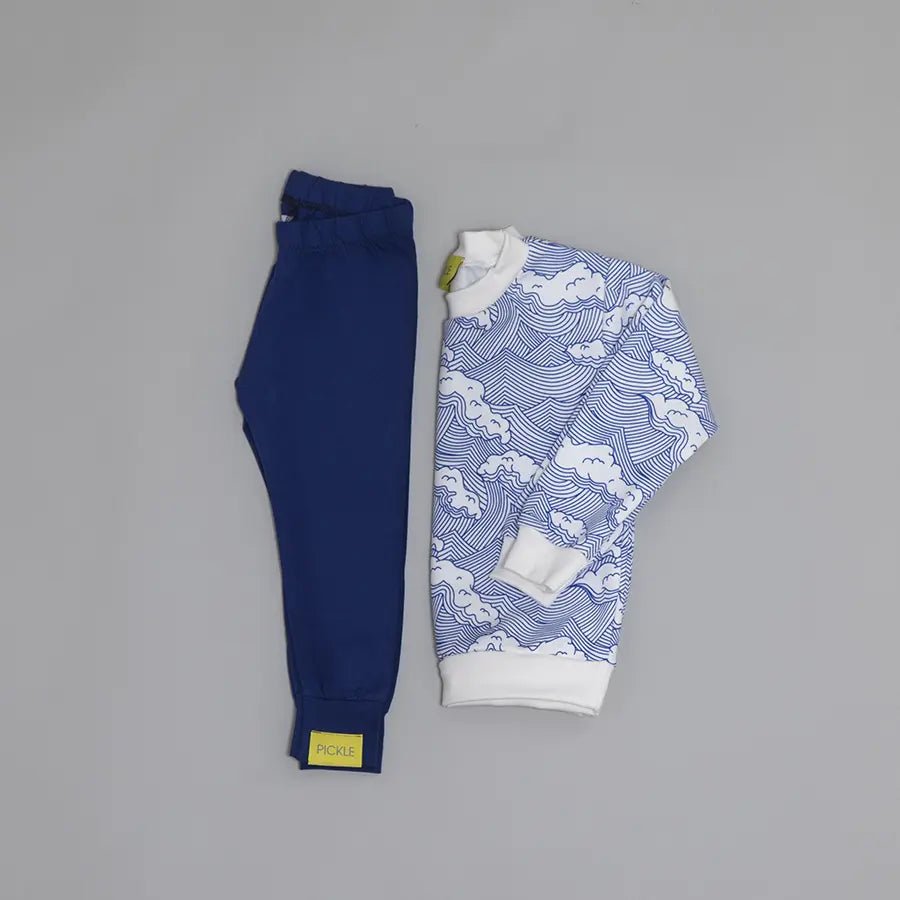 Blue Jersey Leggings from the baby and kids clothing collection at Pickle UK.