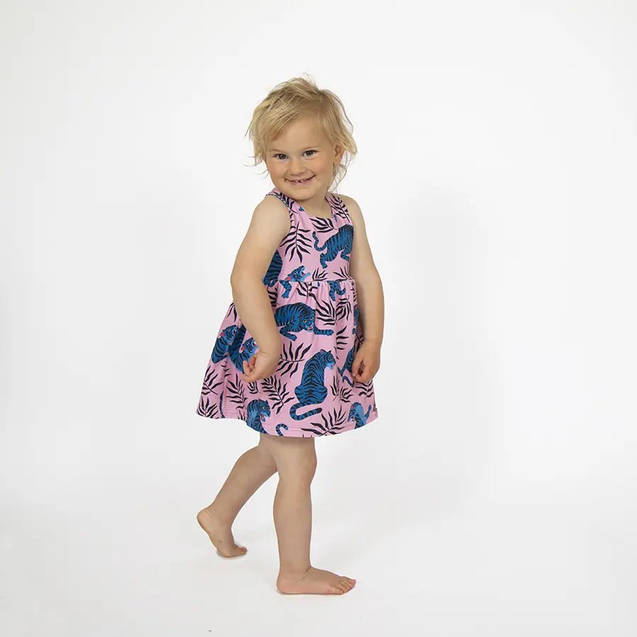 Tigers Print Summer Dress from the baby and kids clothing collection at Pickle UK.