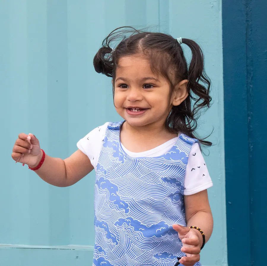 Wave Dungarees from the baby and kids clothing collection at Pickle UK.